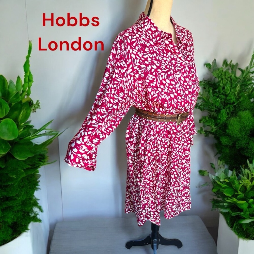 Hobbs London-NWT size 14 “Marciella” cranberry 100% viscose shirt dress. NEW! - Picture 8 of 16